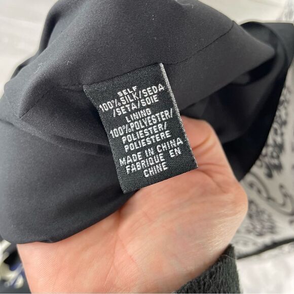 Tibi Dual Floral Print Ruffle Flutter Sleeve Shift Silk Midi Dress - Picture 8 of 8